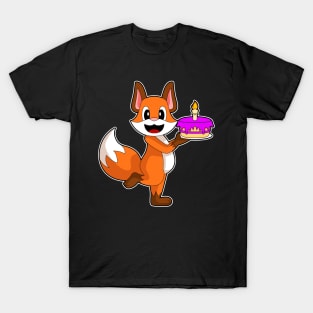 Fox Birthday Candle Cake T-Shirt